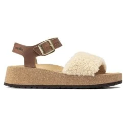 Glenda Natural Leather/Shearling -Sandal Stride Sales 1020217 side