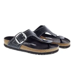 Birkenstock Gizeh Big Buckle Natural Leather Patent Black -Sandal Stride Sales 1023779 pair