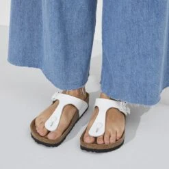 Birkenstock Gizeh Natural Leather Patent -Sandal Stride Sales 1023897 f closeup f