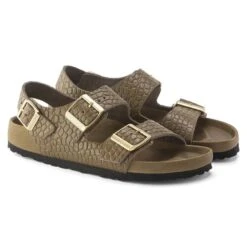 Birkenstock Milano Embossed Natural Leather -Sandal Stride Sales 1024258 pair