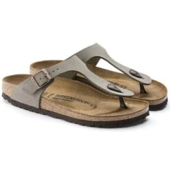 Birkenstock Gizeh Birko-Flor Nubuck Stone -Sandal Stride Sales 43393 pair